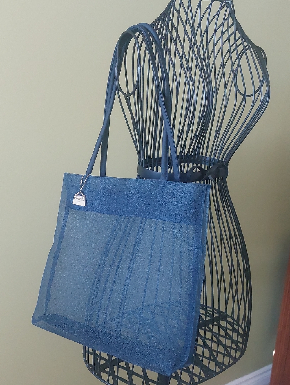 Vintage, JEANNE LOTTE, Blue Mesh Tote Bag with Double Handles - Women